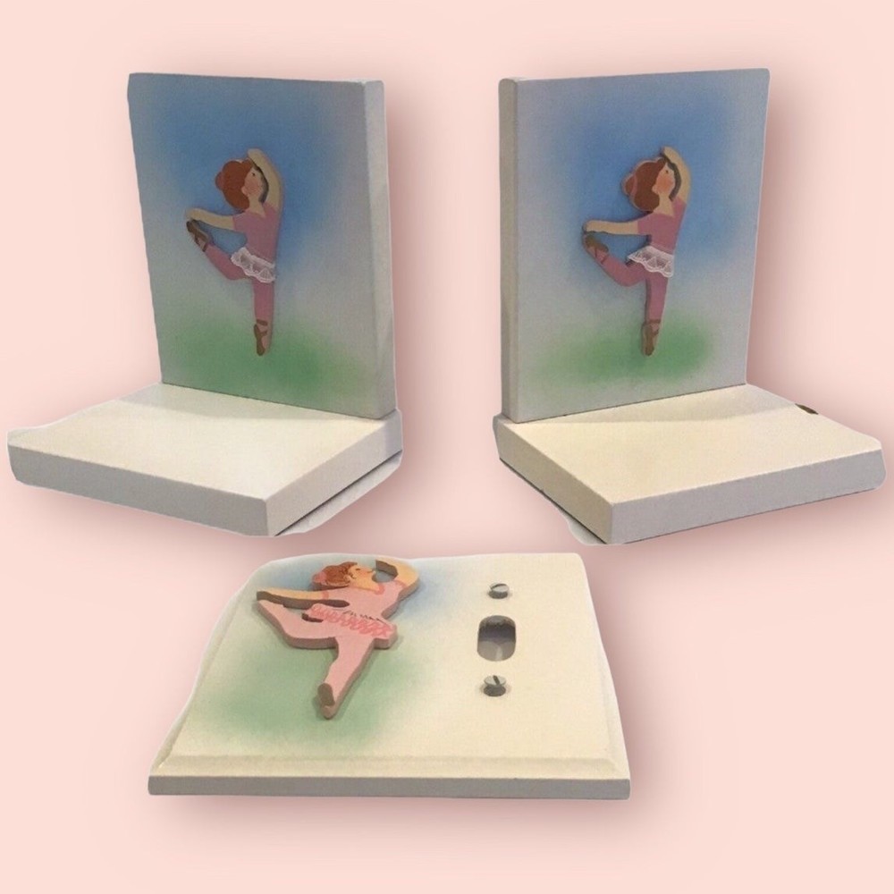 Ballerina Wooden Bookends and Light Switch Plate